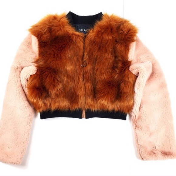 SHACI faux fur bomber jacket size small - Picture 2 of 9